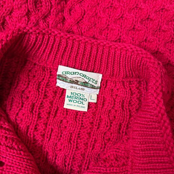 ARAN CRAFT Red Fisherman Cardigan - Picture 3 of 3